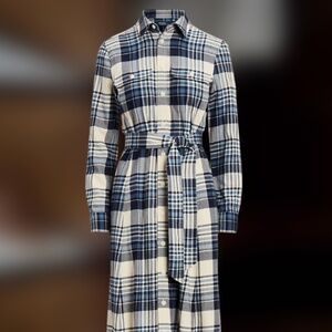 Ralph Lauren Long Plaid Cotton Twill Shirt Dress